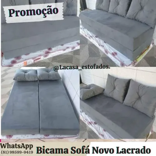Sofá Cama Bicama - tecido Suede ou Linho.