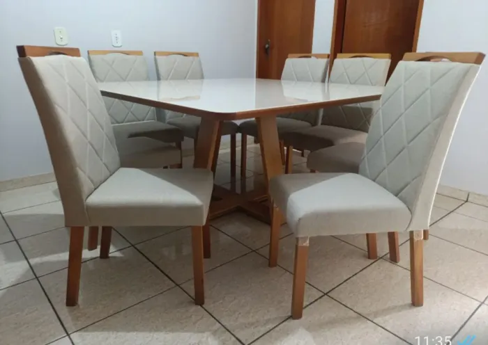 Mesa de jantar em madeira macica lunna 150x150