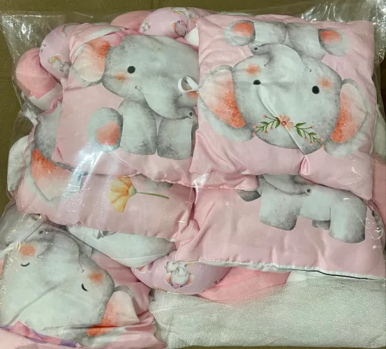 Kit Berço Elefantino Rosa.