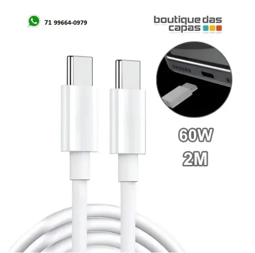 Cabo De Carga Tipo-c para Tipo-c 2 metros Turbo 60w carregamento rapido iphone 15 16 17