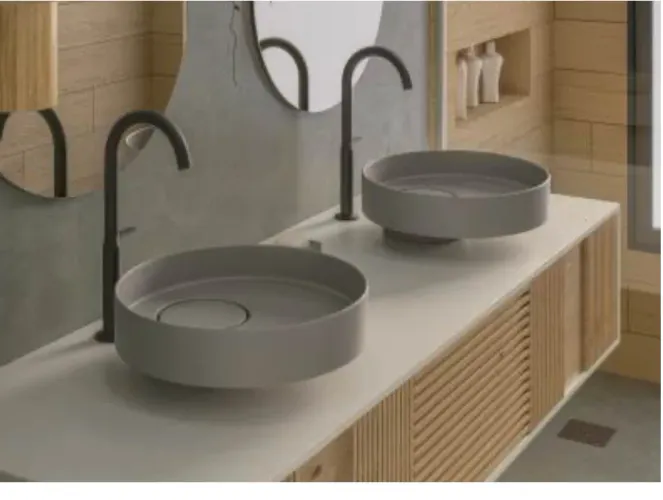 Cuba moderna de sobrepor e semiencaixe