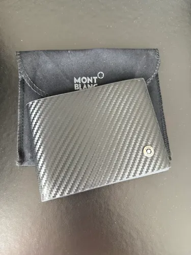 Carteira Masculina Premium de Couro MontBlanc Texturizado | Estilo Carbono | Luxo