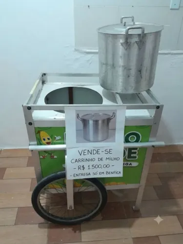 ?Carrinho para Milho Verde Ambulante com Caldeirão de Alumínio