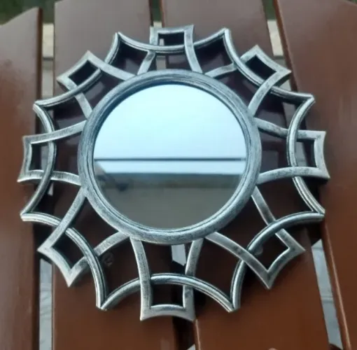 Espelho vintage cor prateada 26cm diâmetro