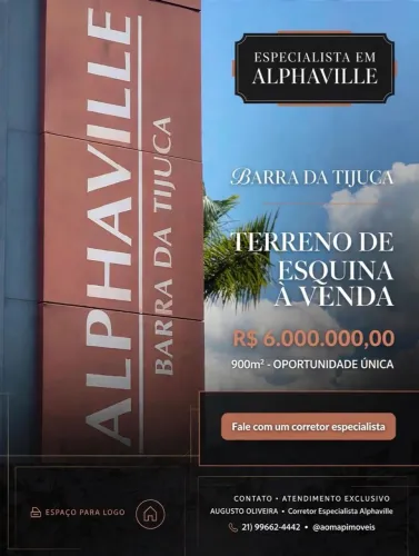 Terreno à venda, 900 m² por R$ 6.000.000,00 - Barra da Tijuca - Rio de Janeiro/RJ