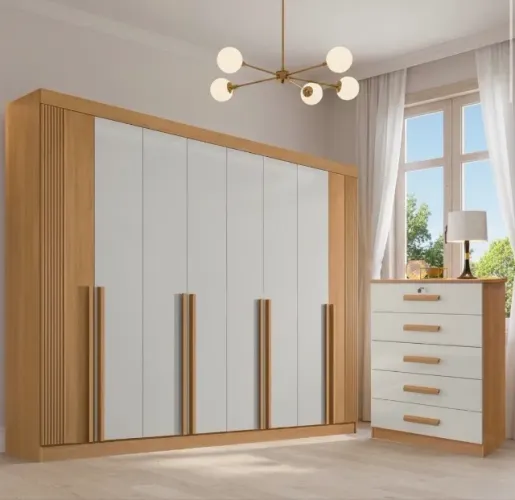 Conjunto Guarda-Roupa Imperial 8 Portas com Cômoda