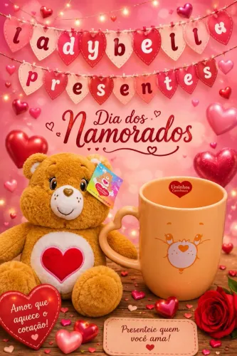 Kit pelúcia + caneca Ursinhos carinhosos.