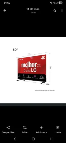 Smart TV LG UHD Inteligência Artificial 4K UA85 50 Polegadas PASSO CARTAO EM ATE 10X