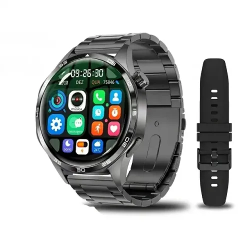 Smartwatch GT5 Pro Tela Amoled 1,52? com NFC/GPS 2 Pulseiras