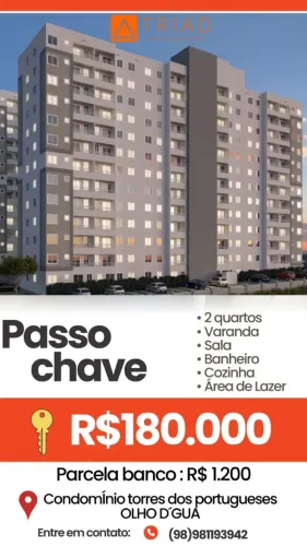 REPASSE DE CHAVE DE APARTAMENTO NO CONDOMINIO TORRE DOS PORTUGUESES, NO BAIRRO OLHO D´ÁGUA