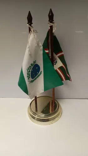 Antigas mini Bandeiras de mesa Paraná e Curitiba dupla face (c.g.c)
