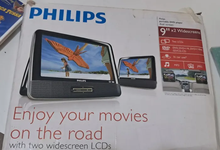 DVD Player Portátil Automotivo Philips Duas Telas 9 Polegadas Na Caixa