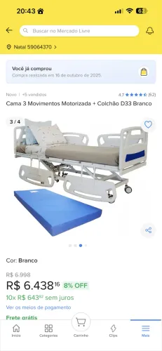 Cama motorizada acompanha ( colchão azul + colchão anti escara