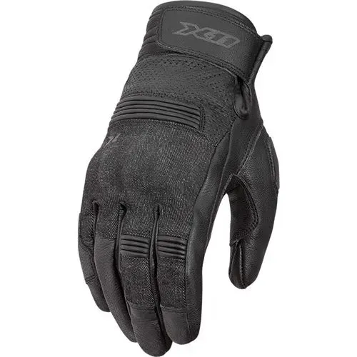 Luva Motociclista X11 Urban Pro Couro/Jeans Cano Médio c/ Proteções 