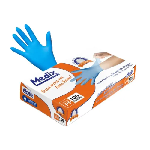 Luva Nitrílica Azul Medix G - Caixa com 100 Unidades