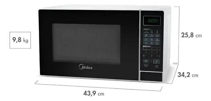 Microondas 20L Midea - 127v - Modelo MRAS21- Frente Preto - SEMI NOV0