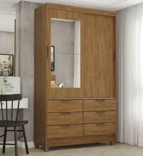 Guarda-Roupa Sevilha com Espelho Cinamomo | Frete Grátis