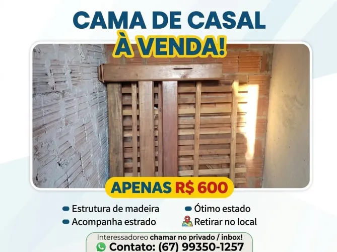 Cama de madeira em perfeito estado