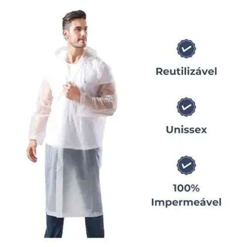 Capa de Chuva Com Capuz Adulto Unissex 