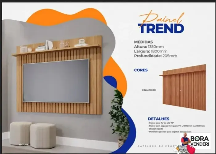 Painel para Tv 70 Polegadas Trend Permóbili Nature - 100% Mdf - Montagem Grátis