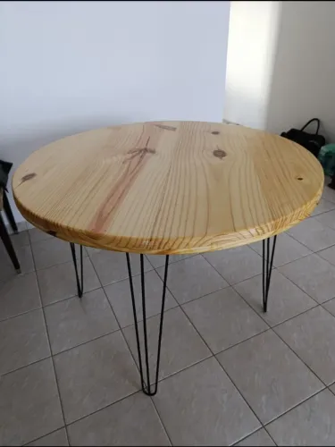 Mesa de jantar redonda 1,20 de diâmetro em dupla camada de madeira pinus