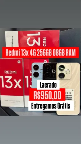 Celular Redmi 13X 4G 256+08 Preto Azul Dourado Lacrado