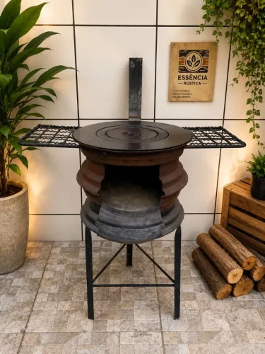 Fogão de lenha e churrasqueira de ferro