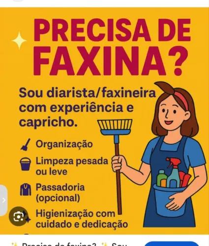 Diarista e faxineira desponivel