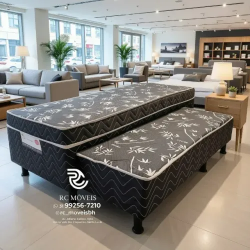 Cama Box Solteiro Bibox 88x1,88 Auxiliar D33 Floral Marrom Resistente