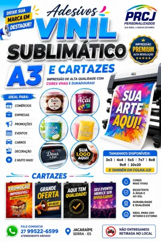 Adesivos vinil personalizado A3