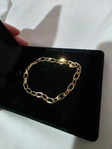 Pulseira em Ouro 18k Elo Cartiê 3,68g ou Pulseira Ouro 18k Elo Retangular / Clips 3.68g)