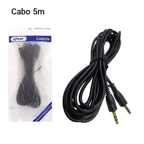Cabo Auxiliar P2 Knup 5m para PC e outros Novo Promoção