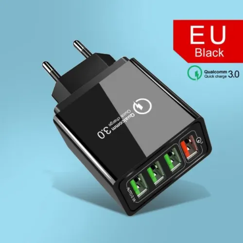 tomada carregador turbo 4 portas usb 3.0 quick charge preto