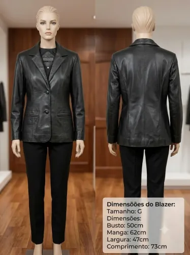 Blazer Feminino Lindo em Couro Pelica Legítimo| Tamanho G | Marca Couro Pele | NOVÍSSIMO!
