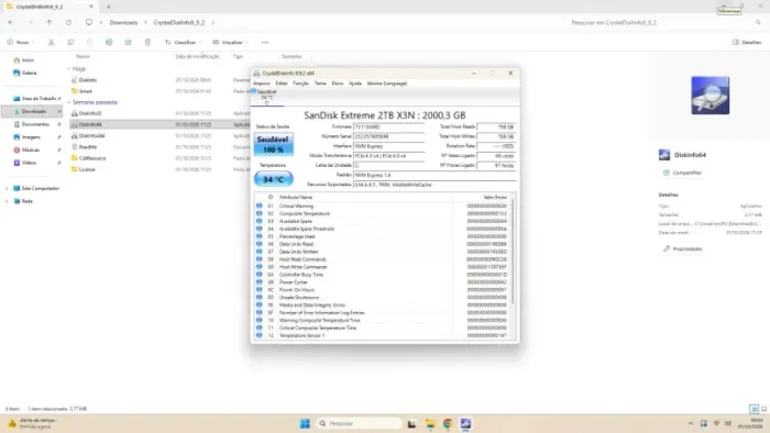 SSD SanDisk M.2 2TB Extreme NVMe - Leitura até 5150mbs