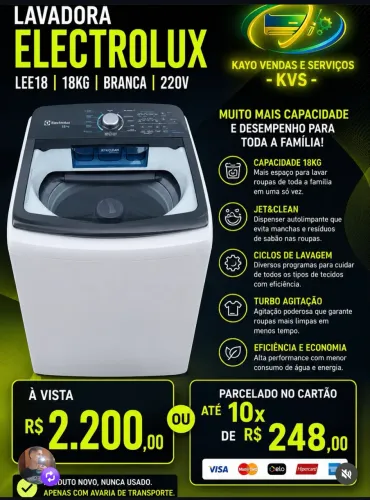 Lavadora Electrolux 18KG 220V nova