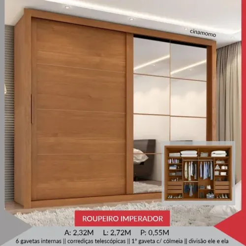 Roupeiro Casal Imperador c/espelho $2.550,00