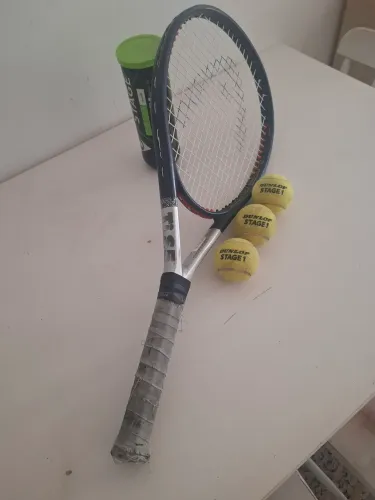 VENDO CONJUNTO RAQUETE DE TÊNIS TI.S5 TITANIUM COM KIT DE 3 BOLAS DUNLOP STAGE1
