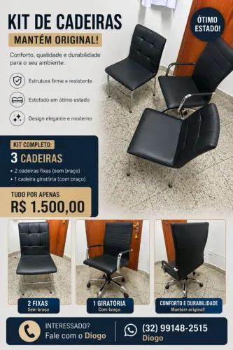CONJUNTO CADEIRAS CONSULTORIO E ESCRITORIO