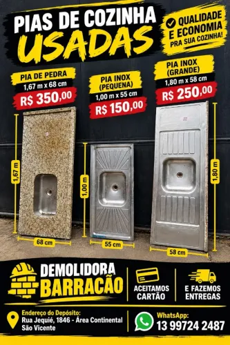 Pias de Cozinha Usadas em ÓTIMAS CONDIÇÕES