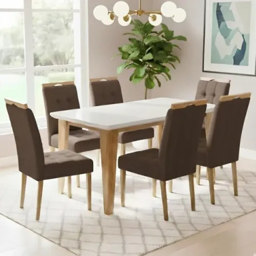 Pronta entrega! Mesa Kota/Dakota 160 Com 6 Cadeiras Sophia - Pague no ato;
