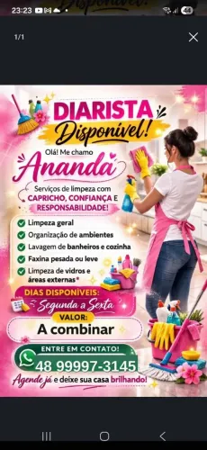 Faxina,  Diária,  limpeza pós obra
