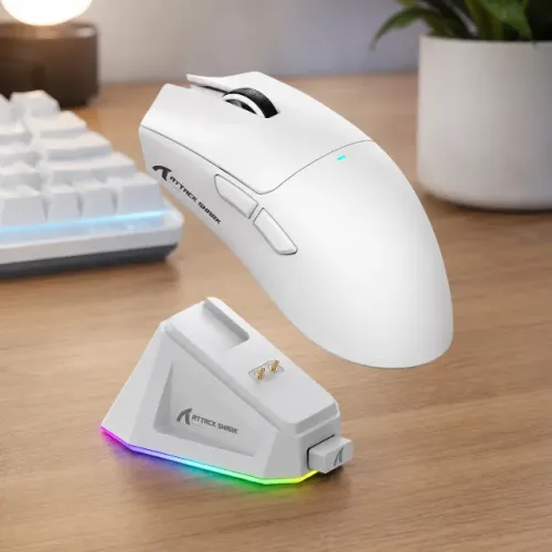 Mouse Gamer Attack Shark X11 Sensor Pixart 22000 Dpi Tri Mode Base Magnetica Rgb