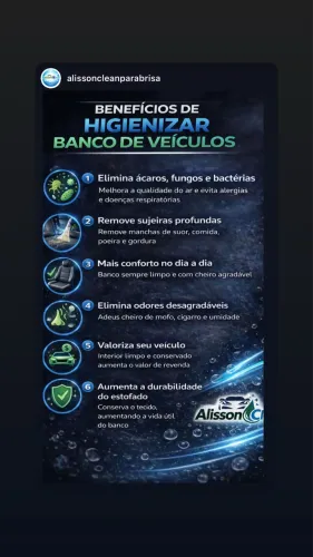 Higienização dos bancos dos veículos