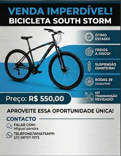 Bicicleta Aro 29 South Legend - Freio a Disco e Suspensão