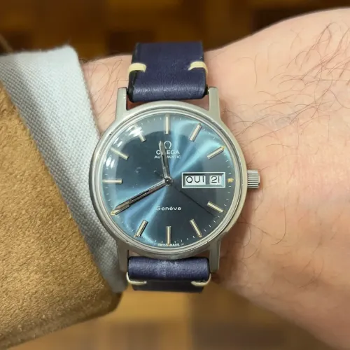 Relógio Omega Genéve Day/Date Blue Dial Vintage
