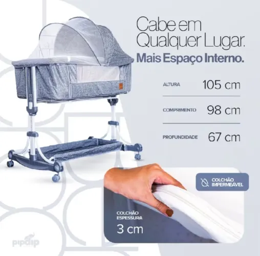 Berço balanço co-bed com colchão 