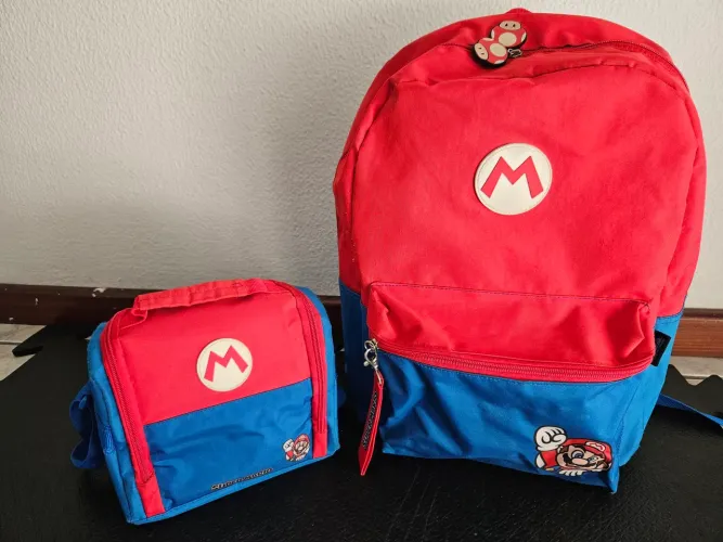 Mochila + Lancheira Térmica Super Mário Bros(Original)