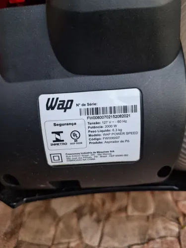 Aspirador de pó. Modelo: Wap Power Speed Turbo, tensao: 127 woltz_ 60 HZ Potência: 2000 W.