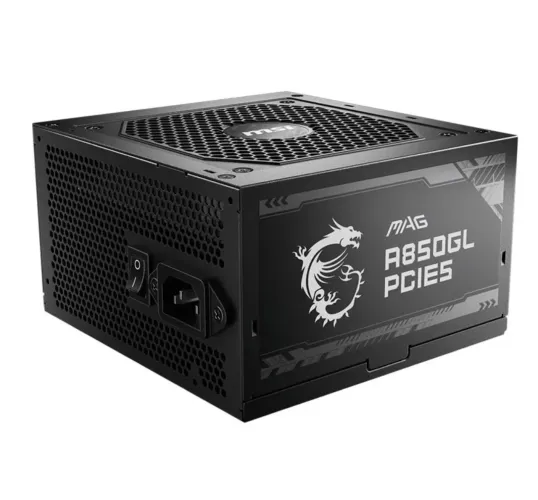 Fonte MSI MAG A850GL, 850W, 80 Plus Gold, Modular, PFC Ativo, Com Cabo, Preto, Preto